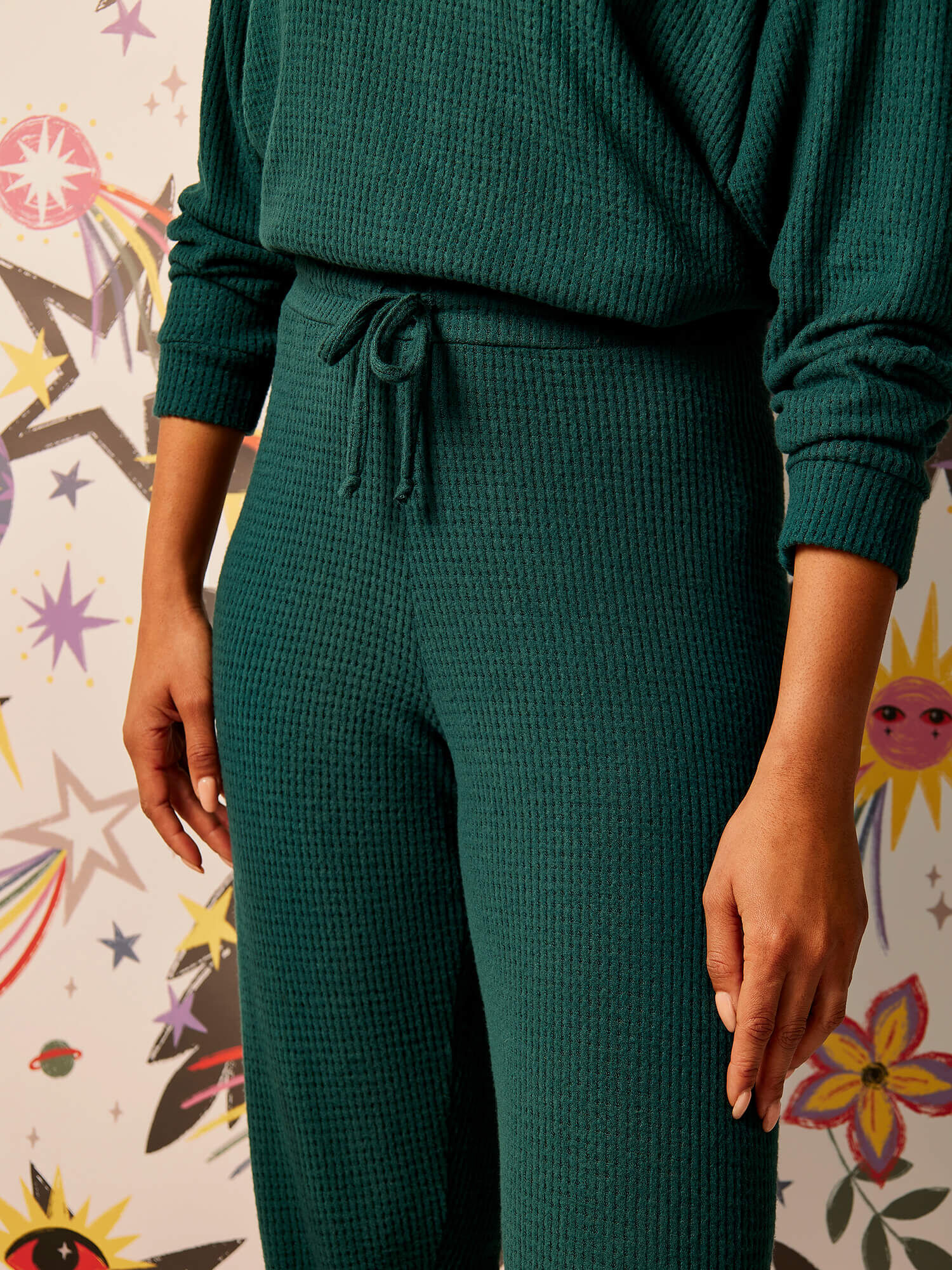 Waffle knit jogger best sale set