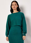 Cropped Batwing Jumper, Green, large