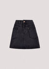 Denim Mini Skirt, Black, large