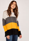 Colour Block Oversized Jumper, Mustard, large