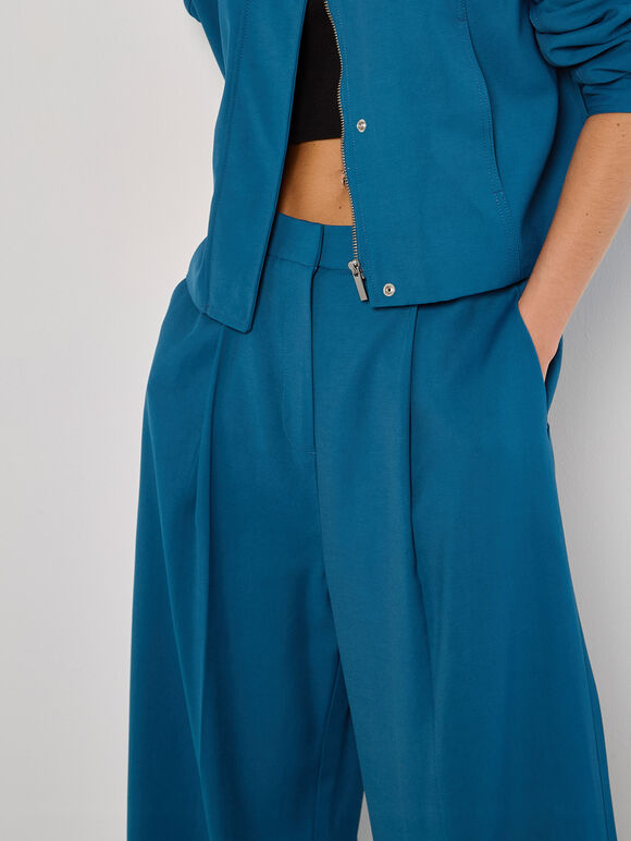 Soft Tailored Wide Leg Trousers, Teal, large
