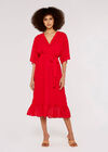 Self Stripe Ruffle Dress, Red, large