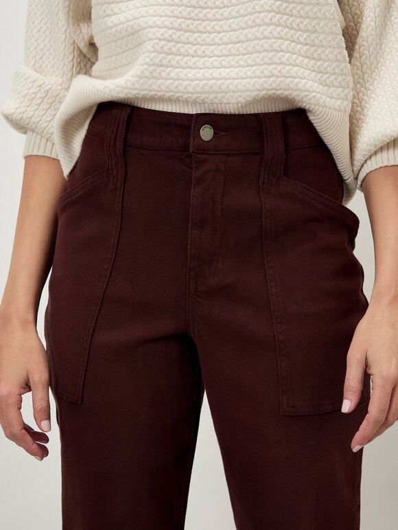 Kate Patch Pocket Tapered Jeans, Burgundy, large