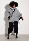 Faux Fur Trim Tweed Cape, Grey, large
