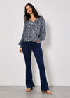 Paisley Print Shimmer Blouse, Navy, large