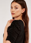 Ruched Sleeve Bodycon Dress, Black, large