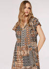 Ikat Tribal Mini Dress, Rust, large