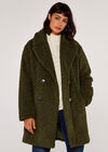 Double Breasted Borg Coat, Khaki, large