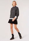 Plaited Knit Mock Neck Jumper, Grey, large