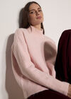 Boucl&eacute; Knit Mock Neck Jumper, Pink, large