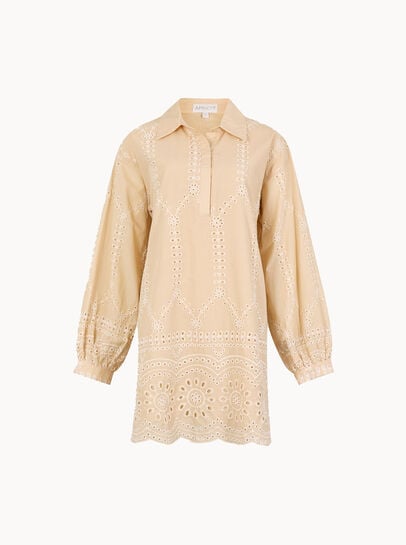 Broderie Anglaise Cotton Swing Mini Dress