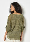 Cotton Blend Crochet Embroidered Top, Khaki, large