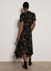 Leaf Print Shirt Midi Dress, Khaki, large