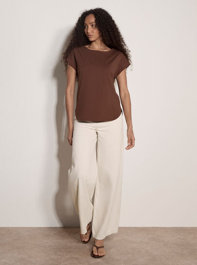 Turn-Up Sleeves Jersey T-Shirt