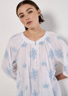 Embroidered Floral Blouse, Blue, large
