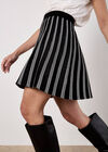 Chevron Stripe Knitted Mini Skirt, Black, large