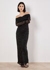 Sparkle Mesh Maxi Dress, Black, large