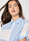 Mix Stripe Embroidered Shirt, Blue, large