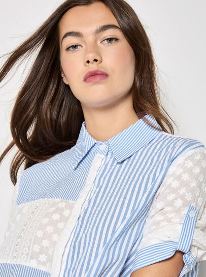 Mix Stripe Embroidered Shirt