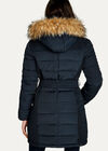 Longline Faux Fur Hood Puffer Jacket, Navy, large
