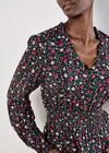 Ditsy Floral Shimmer Mini Dress, Black, large