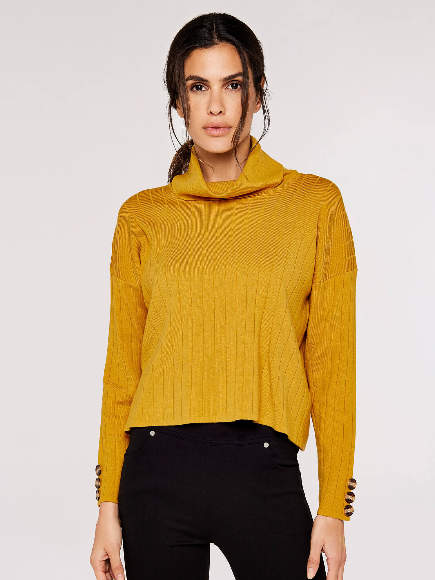Yellow cowl neck deals sweater
