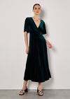 Velvet Wrap Maxi Dress, Green, large