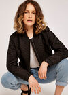 Quilted Bomber Jacket, Black, large