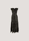 Metallic Embroidered Maxi Dress, Black, large