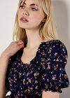 Ditsy Floral Milkmaid Midi Dress, Navy, large