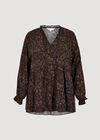 Curve Painterly Paisley Peplum Hem Top, Black, large