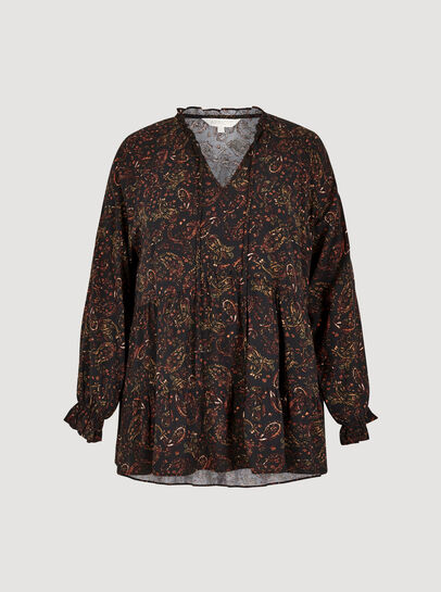 Curve Painterly Paisley Peplum Hem Top