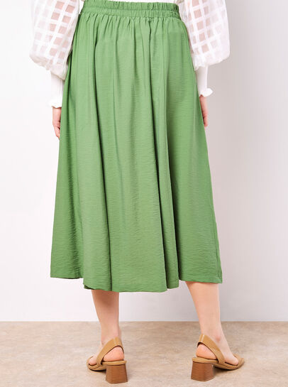 Pleated A-Line Midi Skirt