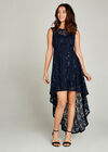 Sequin Lace Party Dress, Navy, large