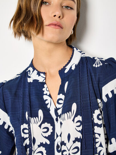 Baroque Print Shirt Mini Dress