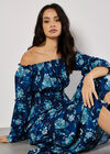 Floral Bardot Maxi Dress, Navy, large