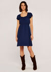 Milkmaid Mini Dress, Navy, large