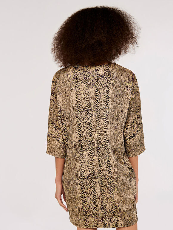 Leopard Print Cocoon Dress, Stone, large
