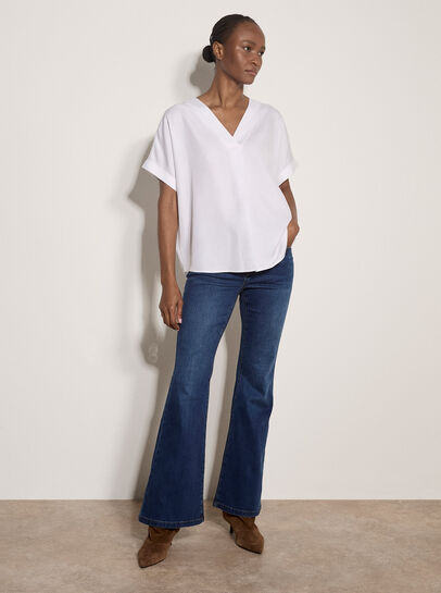 Pleated V-Neck Blouse