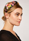 Floral Sequined Headband, Black, large