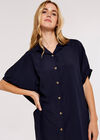 Oversized  Shirt Dress, Navy, large