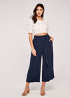 Tie Waist Culottes, Navy, large