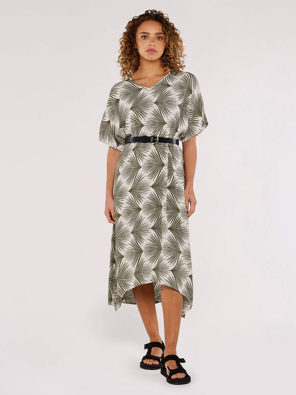 Printed Midi Kaftan, Khaki, large