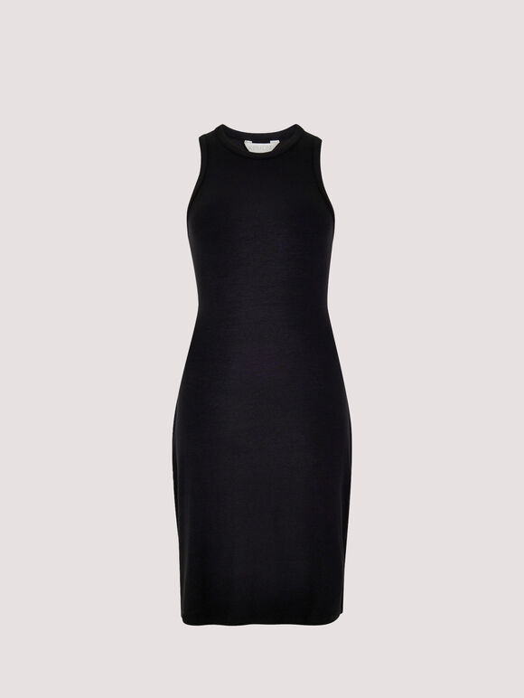 Ribbed Mini Dress, Black, large
