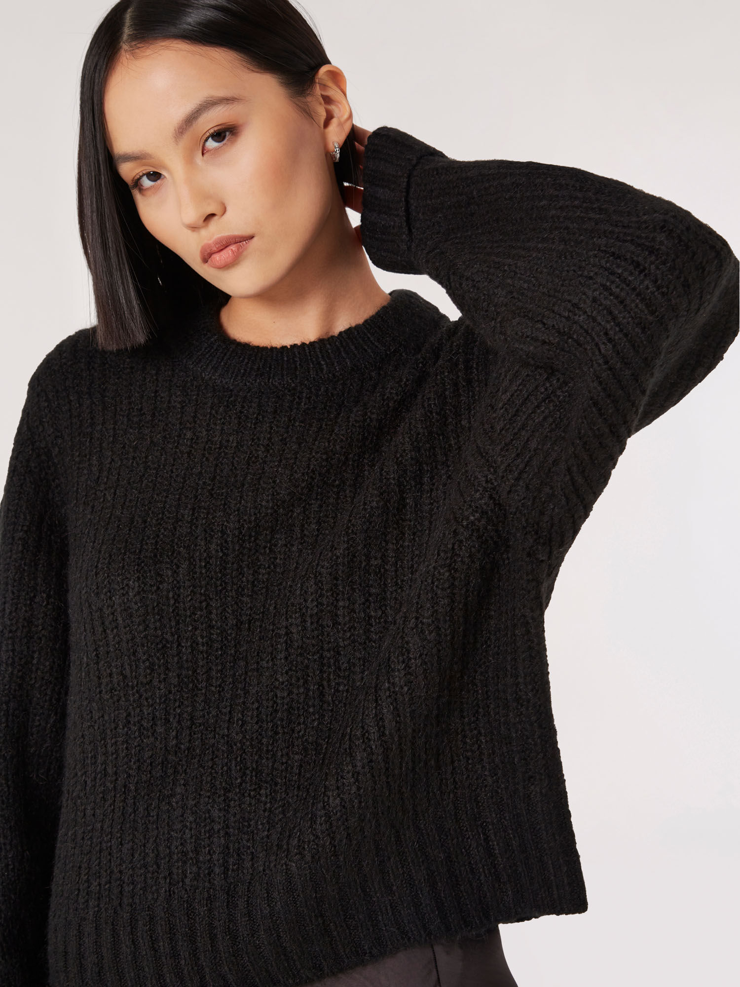 Chunky Knit Boxy Jumper Apricot Clothing
