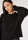 Chunky Knit Boxy Jumper, Black, large