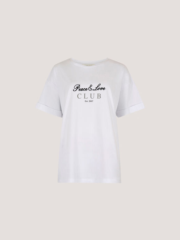 Peace And Love Club T-Shirt, White, large