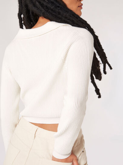 Cropped Ribbed Jersey Knit Jumper