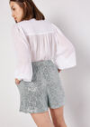 Sequin Embellished Shorts, Mint, large