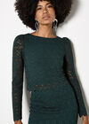 Floral Leaf Lace Top, Green, large